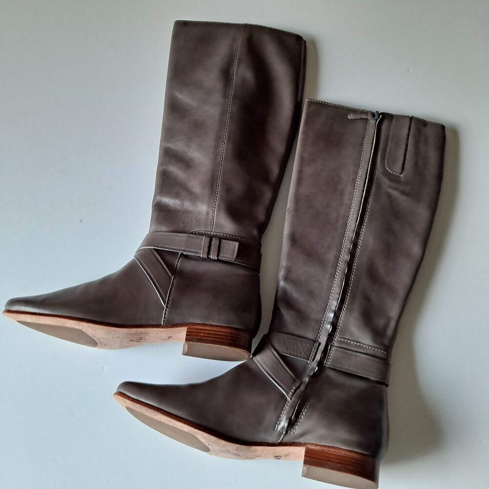 Cole Haan Russell Leather Equestrian Riding Boots Ironstone Gray Women Size 7.5 - Picture 9 of 16